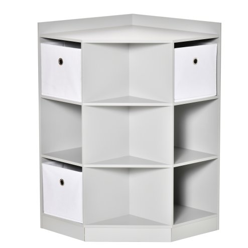 HOMCOM Kids Bookcase, 3 Tier Toy Organiser Storage Unit BookShelf with 3 Non-woven Fabric Drawers, Anti-tip Device, for Bedroom, Children