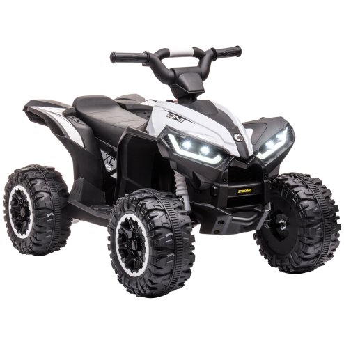 HOMCOM 12V Electric Quad Bike for Kids Ride On Car All Terrain Vehicle Toy, with Forward Reverse Functions, LED Headlights, Music, for Ages 3-5 Years - White