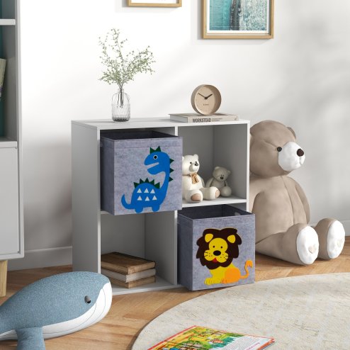 ZONEKIZ Toy Organiser, Children Storage Boxers with Two Non-Woven Fabric Drawers, Kids Toy Box Organiser Shelf for Bedroom, Playroom, Nursery - White