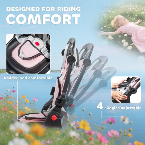 AIYAPLAY Kids Trike, 6 in 1 Toddler Tricycle with Adjustable Parent Handle & Canopy, Convertible Seat, for Ages 1-5 Years, Foldable Baby Trike with Safety Harness, Storage Basket & Bag, Pink