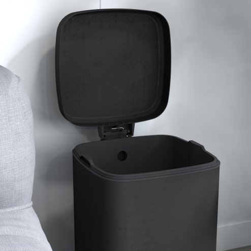 HOMCOM 12 Litre Pedal Bin, Fingerprint Proof Kitchen Rubbish Bin with Soft-close Lid, Foot Pedal and Removable Inner Bucket for Recycling and Waste