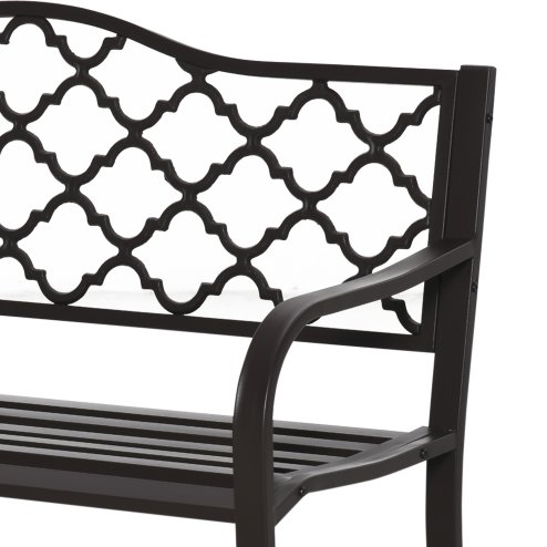 Outsunny Outdoor 2 Seater Garden Bench, Antique Style Cast Iron Loveseat with Armrest, Brown