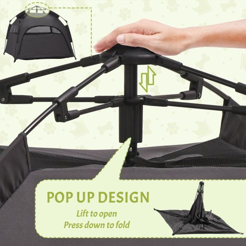 PawHut Foldable Dog Cat Tent, Portable Pet Playpen with Water-Resistant Oxford Cloth, Carry Bag, Exercise Tent for Extra Large Dog, Cat, Indoor Outdoor Use, Charcoal Grey