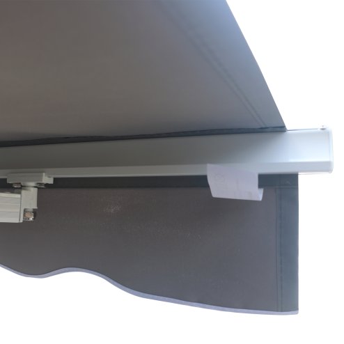 Outsunny 3 x 2.5m Garden Patio Manual Awning, Retractable Canopy Sun Shade Shelter with Fittings and Crank Handle, Grey