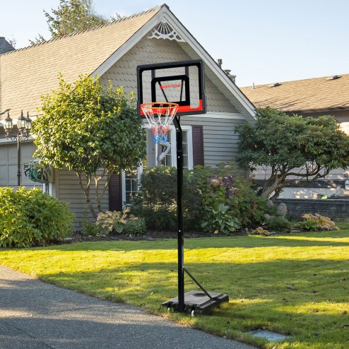 SPORTNOW Height Adjustable Basketball Hoop and Stand w/ Plastic Backboard and Weighted Base, Portable on Wheels, 2.6-3.1m, Black