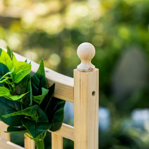 Outsunny Garden Planters with Trellis for Climbing Vines, Wooden Raised Beds for Garden, Free Standing Flower Pot, Indoor Outdoor Display Rack, 64 x 28 x 120 cm, Natural