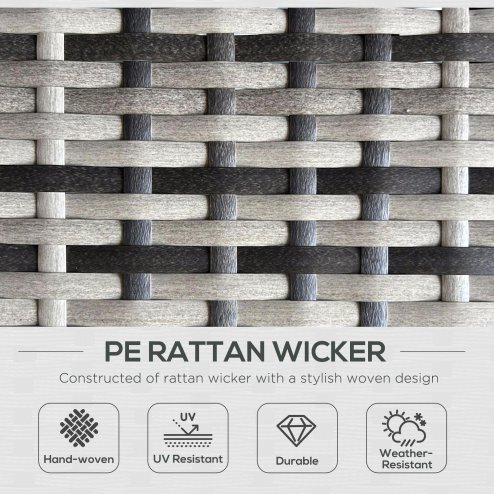 Outsunny 5PC PE Rattan Sun Lounger, Outdoor Wicker 5-level Adjustable Recliner Sofa Bed with Storage Side Table and Footstools, for Patio, Garden, Poolside, Grey