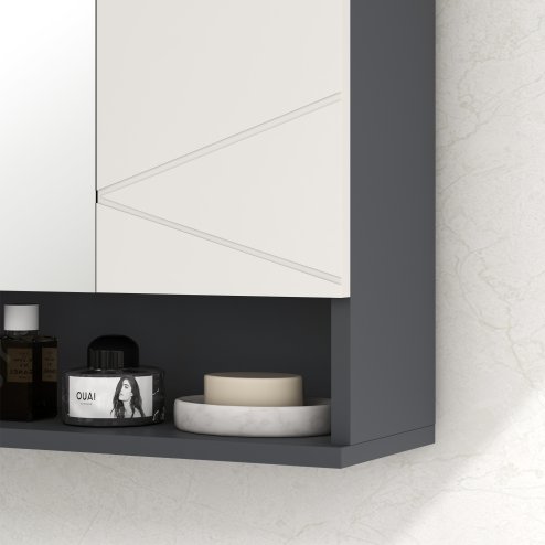kleankin Bathroom Mirror Cabinet, Wall Mounted Bathroom Storage Cupboard with Adjustable Shelves, 55W x 17D x 55Hcm
