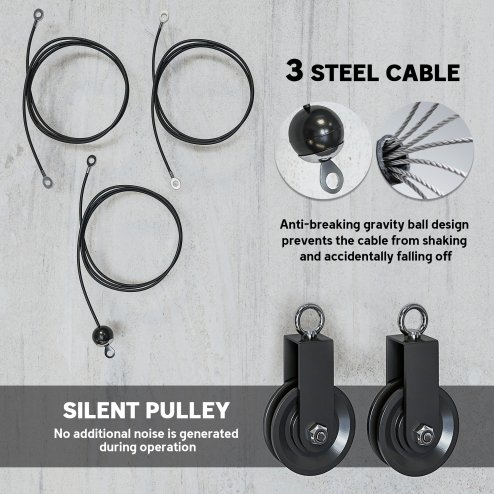 SPORTNOW Weight Pulley System, Cable Pulley System for Home Gym, Cable Machine LAT Pull Down Attachment for Biceps Curl, Tricep, Arm Workouts