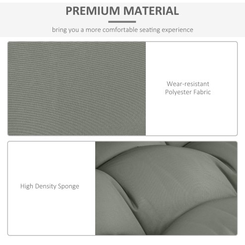 Outsunny 2Pcs Garden Tufted Pallet Cushion Seat Pad, Back Cushion Patio for Indoor Outdoor Use, 120L x 80W x 12Hcm, Grey