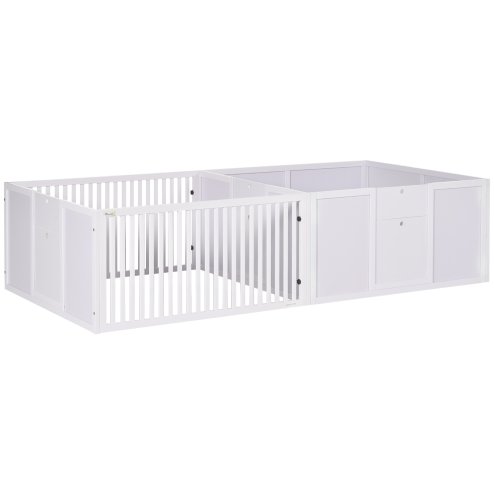 PawHut Whelping Box for Dogs, 2m x 1m Whelping Pen for Indoors, Pet Playpen with Three Doors, Two-Room Design