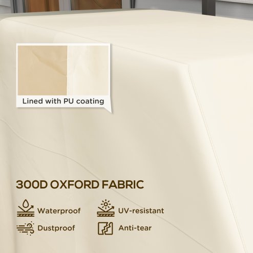 Outsunny BBQ Cover for Rectangular Gas Grill, 300D Oxford Fabric Barbecue Covers, Waterproof UV Protection Rip-Proof, with Windproof Buckles, Beige, 188 x 71 x 125cm