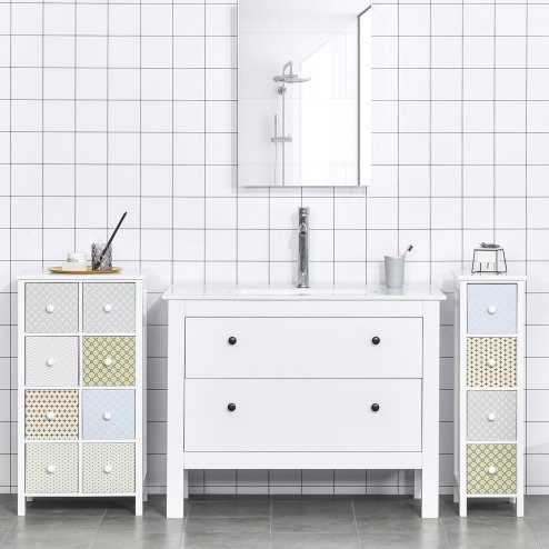 HOMCOM Chest of Drawers, 4 Drawer Dresser, Storage Organizer Toilet Tissue Cabinet for Bedroom, Bathroom