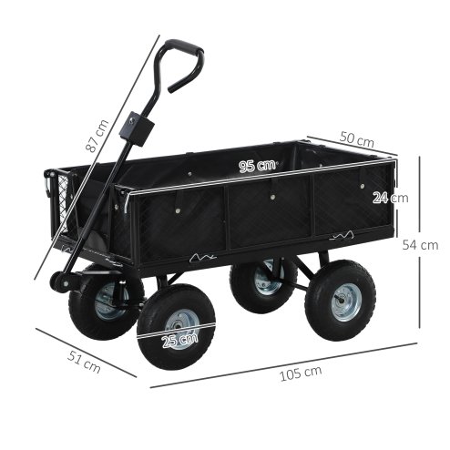 Outsunny Garden Trolley Cart, Heavy Duty Festival Trolley with Removable Liner, Quick-Release Sides, 10