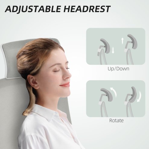 HOMCOM Executive Office Chair, Ergonomic Mesh High Back Desk Chair with Flip-up Armrest, Adjustable Lumbar Support, Rotatable Headrest, Grey