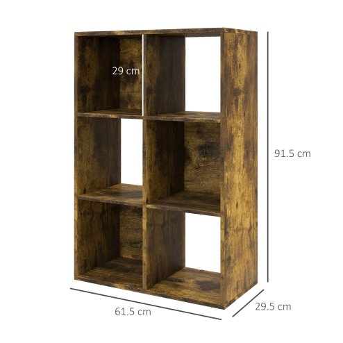 HOMCOM 6-Cube Bookshelf, Modern Freestanding 3-Tier Bookcase, Display Shelving Unit for Living Room, Bedroom, Home Office, Study