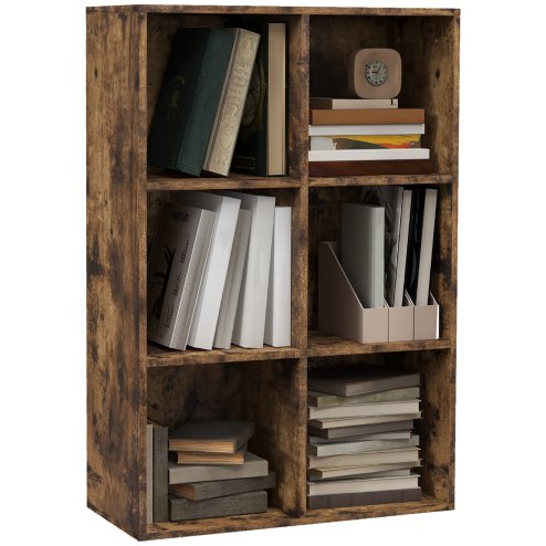 HOMCOM 3 Tier Bookshelf, Modern Cube Bookcase with 6 Open Storage Compartments, Freestanding Display Storage Unit for Living Room, Bedroom, Study