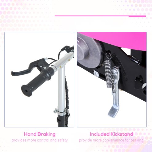 HOMCOM Outdoor Ride On Powered Scooter 120W Motor Bike 2 x 12V Battery - Pink