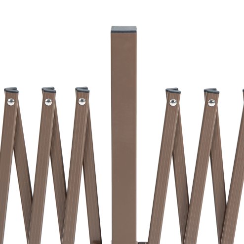Outsunny Expanding Fence Panel, Freestanding Aluminium Alloy Trellis Fence with Movable Scissor Grid and Wheel, 52-405cm Foldable Decorative Garden Fence for Patio Pet Safety, Dark Brown