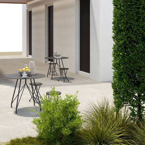 Outsunny Folding Stool Set of 4, Decorative Garden Stool Chair with Safety Latch, Foldable Garden Stools with Powder-Coated Steel Legs HDPE Seat and Handle for Indoor and Outdoor, Charcoal Grey