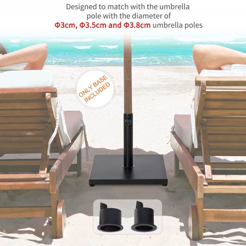 Outsunny ??35/38/48MM 18KG Steel Square Parasol Stand Base w/ Adjustable Knob Umbrella Stand Garden Patio Outdoor Home, Black