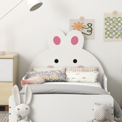 ZONEKIZ Toddler Bed Frame, Kids Bedroom Furniture, for Ages 3-6 Years, 143 x 74 x 75cm - White