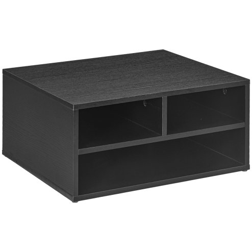HOMCOM Desktop Printer Stand with Storage, 2-Tier Desk Organizer with 3 Open Compartments for Home Office, Black
