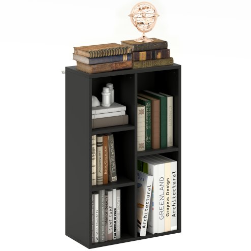 HOMCOM 2 Tier Bookshelf, Modern Cube Bookcase with 5 Open Storage Compartments, Freestanding Display Storage Unit for Living Room, Bedroom, Study