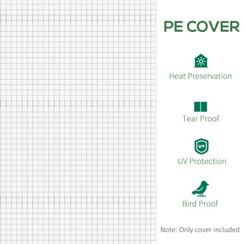 Outsunny 3 x 2 x 2m Greenhouse Replacement Cover ONLY Winter Garden Plant PE Cover for Tunnel Walk-in Greenhouse with Roll-up Windows Door Outdoor, White