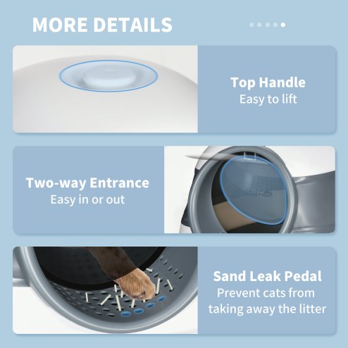 PawHut Foldable Cat Litter Box with Lid, Hooded Cat Litter Tray with High Sides, Air Freshener, Large Two-Way Entrance, Scoop, White