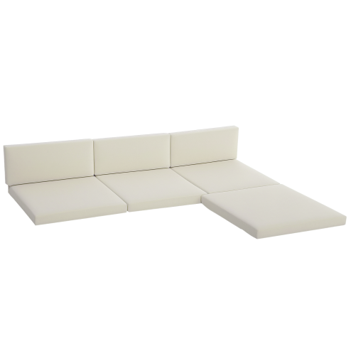 Outsunny Outdoor Cushion Pad Set for Rattan Furniture, 7 Piece Garden Furniture Cushions, Patio Conversation Set Cushions ONLY, Lightweight and Durable, Cream
