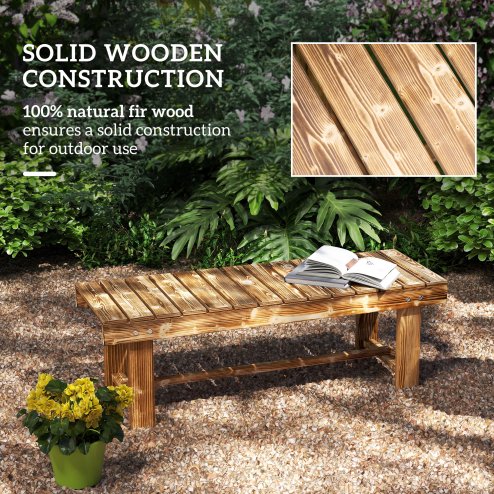 Outsunny 1 Piece 2-seater Outdoor Indoor Wooden Garden Bench Fir Patio Loveseat, 110L x 38W x 35Hcm, Carbonised