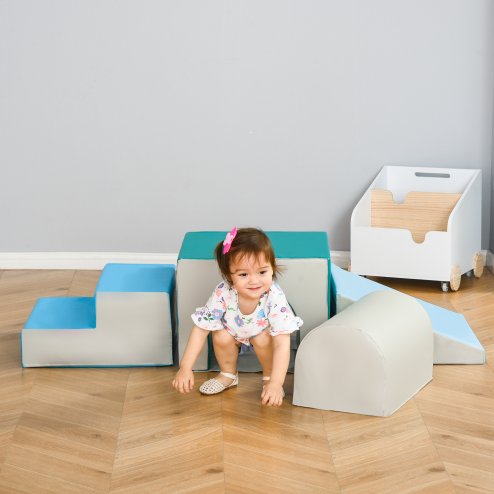 HOMCOM Baby Soft Play Set, 4 Piece Soft Play Equipment for Toddlers 12-36 Months, Climb and Crawl Foam Play, Kids Activity Play Toy, Multi-colored