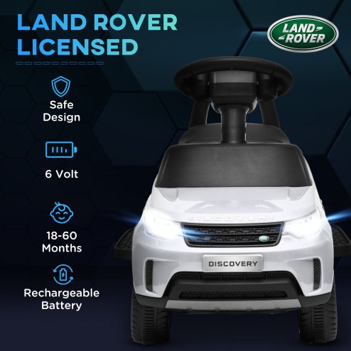 AIYAPLAY Land Rover Licensed 6V Kids Electric Ride On Car, 2-in-1 Sliding Car, Battery Powered Car with Headlights, Music, Horn, for 18-60 Months, White