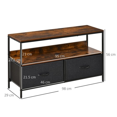 HOMCOM TV Stand Cabinet up to 47-inch, TV Unit with 2 Foldable Linen Drawers, Open Shelf for Living Room, Bedroom, Entertainment Room
