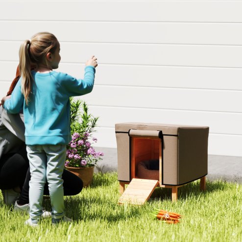 PawHut Rabbit Hutch Cover, Guinea Pig Hutch Cover, for Model X-D2-0047 & Similar Models, 43 x 52 x 37cm, Brown