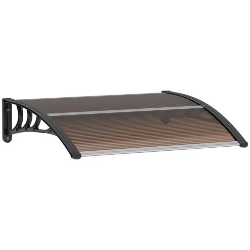 Outsunny Front Door Canopy Outdoor Awning Aluminium Rigid Plastic Polycarbonate Rain Shelter UV Water Rain Resistant 120 x 75cm