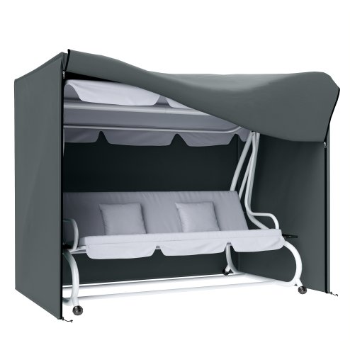 Outsunny 3 Seater Garden Swing Cover, Waterproof Swing Chair Cover, Windproof and Anti-UV 420D Outdoor Swing Bench Cover with Zip, 220 x 125 x 172cm, Grey