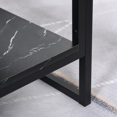 HOMCOM Coffee Table, Two-Tier Marble Centre Table with Metal Frame and Storage Shelf for Living Room, 106 x 50 x 45cm