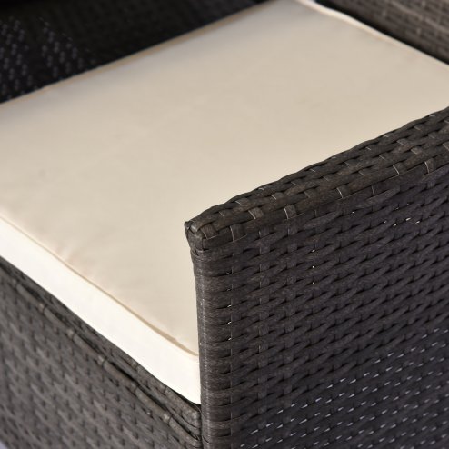 Outsunny 2 Seater Rattan Campanion Chair Wicker Loveseat Outdoor Patio Armchair with Drink Table Garden Furniture - Grey