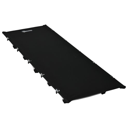 Outsunny Lightweight Camping Bed, Aluminium Portable Camp Cot Sleeping Bed w/ Strong Support 150kg and Carry Bag for Outdoor Overnighter Camping, Hiking, Travel, RV, Black