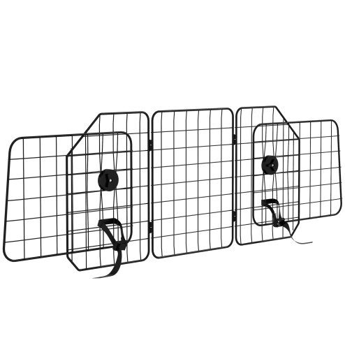 PawHut Dog Guard for SUVs, Vehicles, Vans, Car Barrier with Adjustable Width, Foldable Headrest, Mesh Dog Guard for Travel, Black