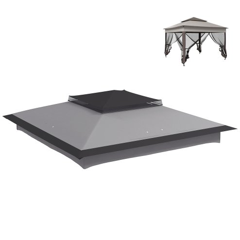 Outsunny Gazebo for 3.25m x 3.25m Frame, 2 Tier Gazebo Cover, UV Protection, Grey