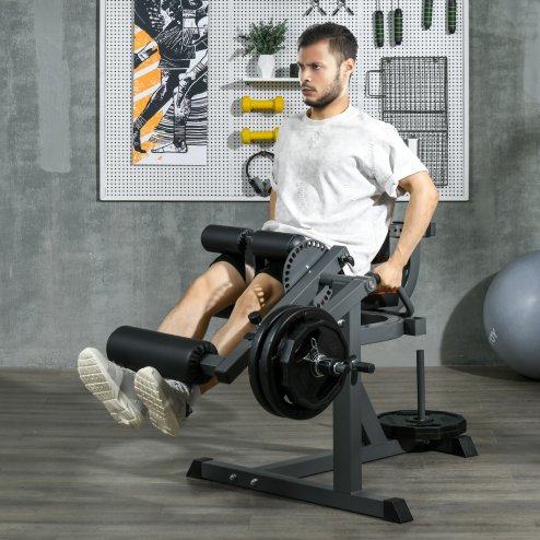 SPORTNOW Seated Leg Extension Machine, Adjustable Leg Raise Machine and Curl Machine with Plate Loaded for Hip, Thigh, Lower Body Workout