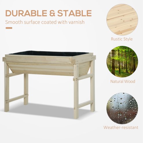 Outsunny Raised Garden Bed, Wooden Elevated Planter Box for Backyard, Patio to Grow Vegetables, Herbs, and Flowers, 108.5cmx60cmx80cm