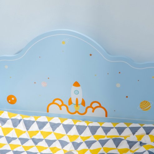 ZONEKIZ Kids Toddler Bed, Safety Rails, Kids Bedroom Furniture for Boys, Girls, Ages 3-6 Years, 143 x 74 x 59cm - Blue