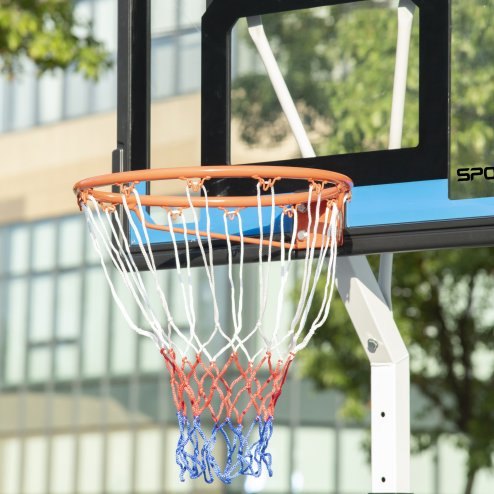 SPORTNOW Height Adjustable Basketball Hoop and Stand w/ Plastic Backboard and Weighted Base, Portable on Wheels, 2.6-3.1m, White