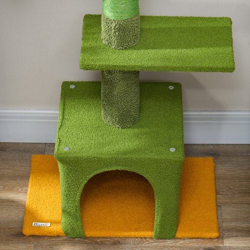 PawHut Floor-to-Ceiling Cat Tree, 230-275cm Height Adjustable Cat Tower, 6-Level Activity Centre for Indoor Cats with Scratching Posts, Cat House, Hammock, Toy Ball, Green