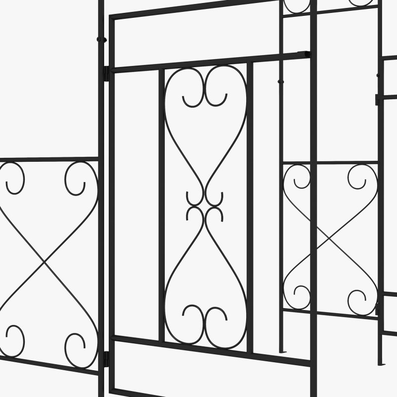 Outsunny Outdoor Garden Arch with Double Gates, Metal Garden Arbor for Climbing Plants, Roses, Vines, Wedding Arch for Outdoor, 114L x 36W x 232H cm, Black