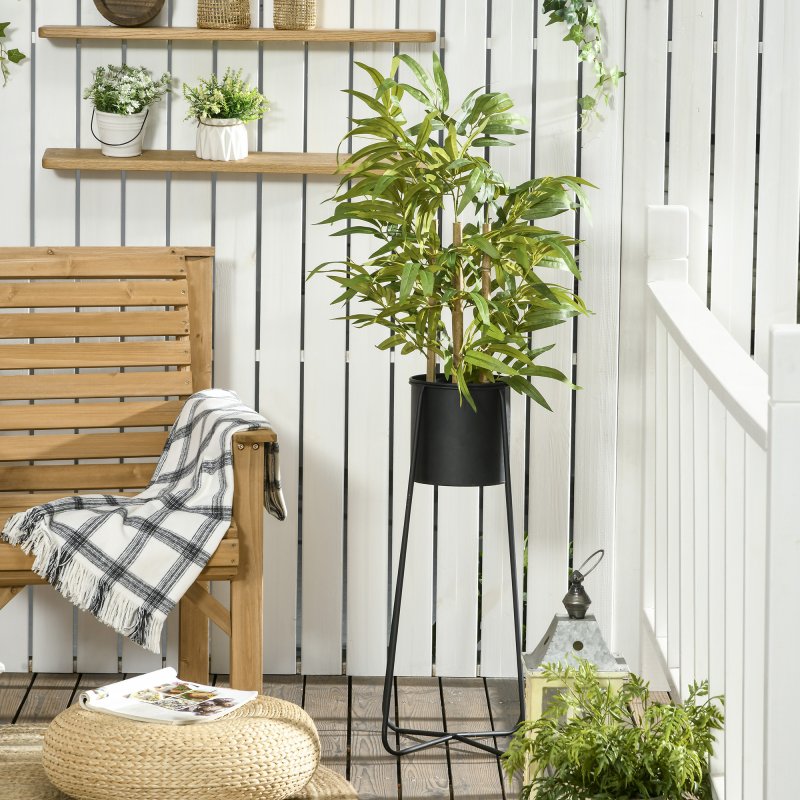 HOMCOM Decorative Artificial Plants Bamboo Tree in Pot, Desk Fake Plants for Home Indoor Outdoor Decor, 60cm